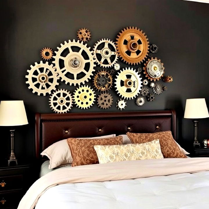 steampunk style antique gears and cogs wall art