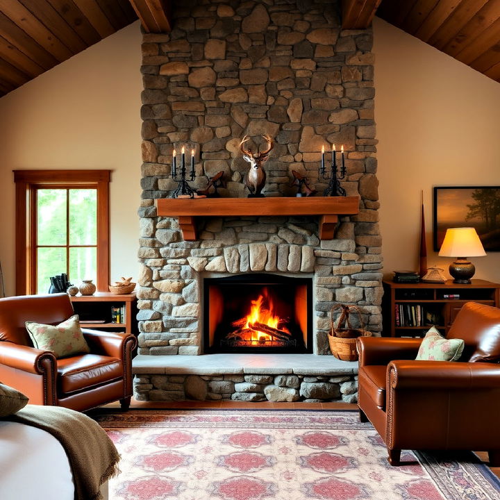 stone fireplace for a cozy focal point