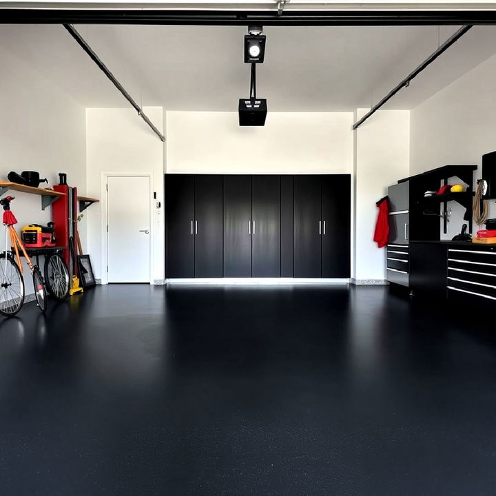 striking and durable matte black garage floor coating