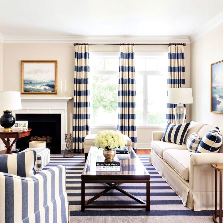 striped cushions and rug for a classic look