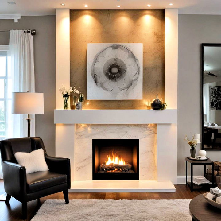 stunning and unique backlit panels mantel