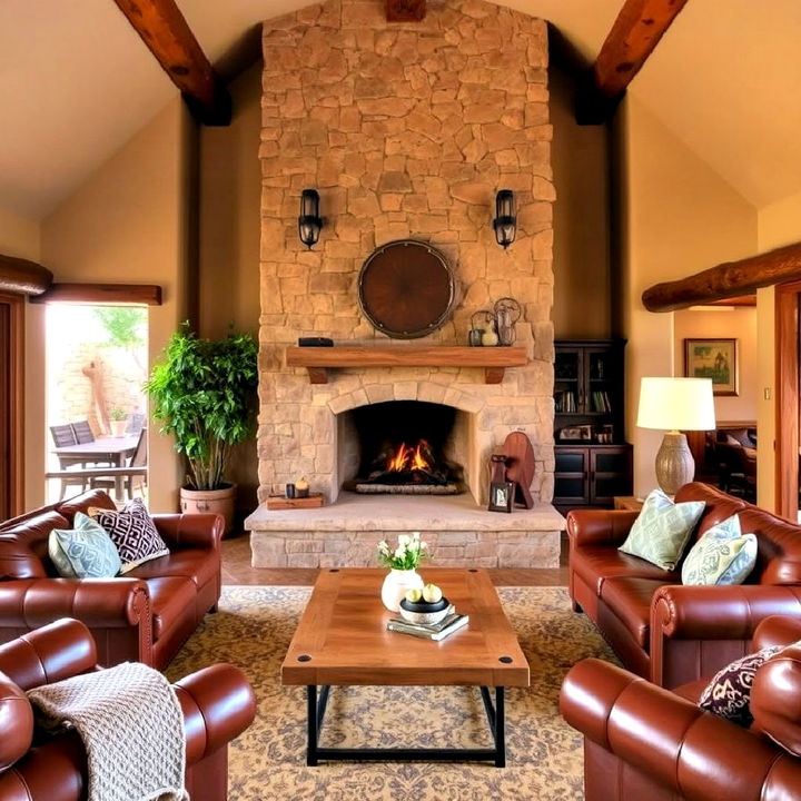 stunning natural stone fireplace