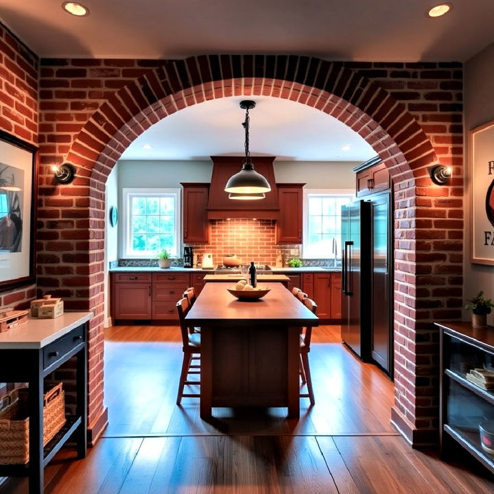 stunning red brick kitchen archway entrance