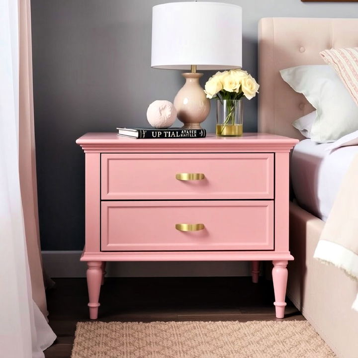 stylish and functional blush pink nightstand