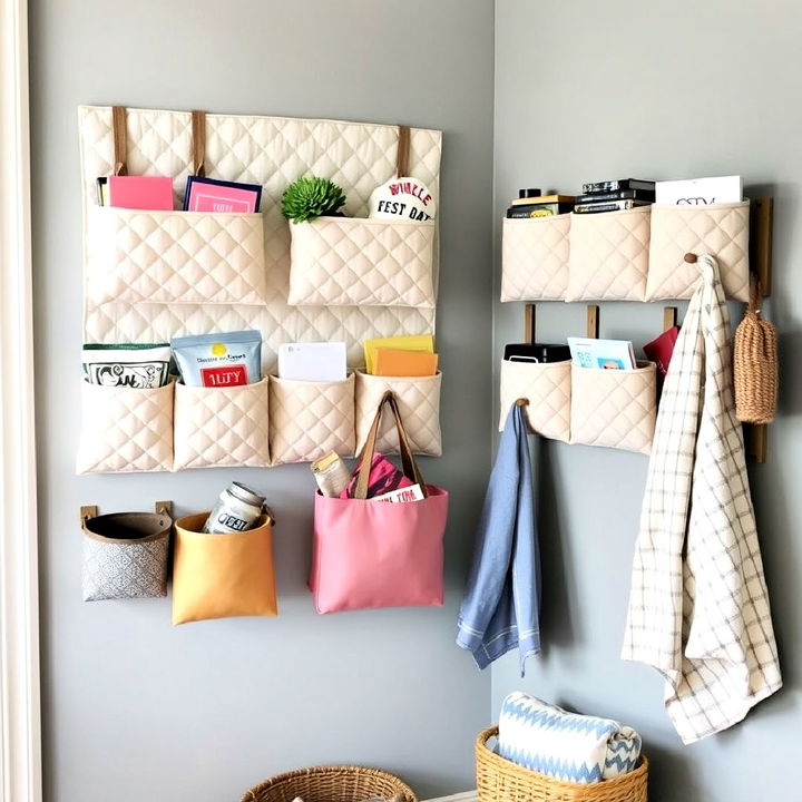 stylish and functional quilted wall storage