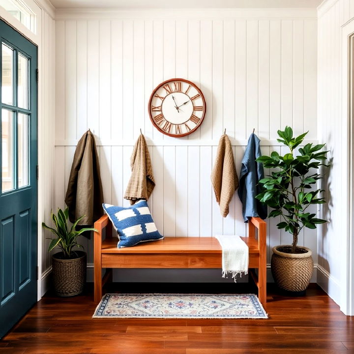 stylish beadboard entryway wall