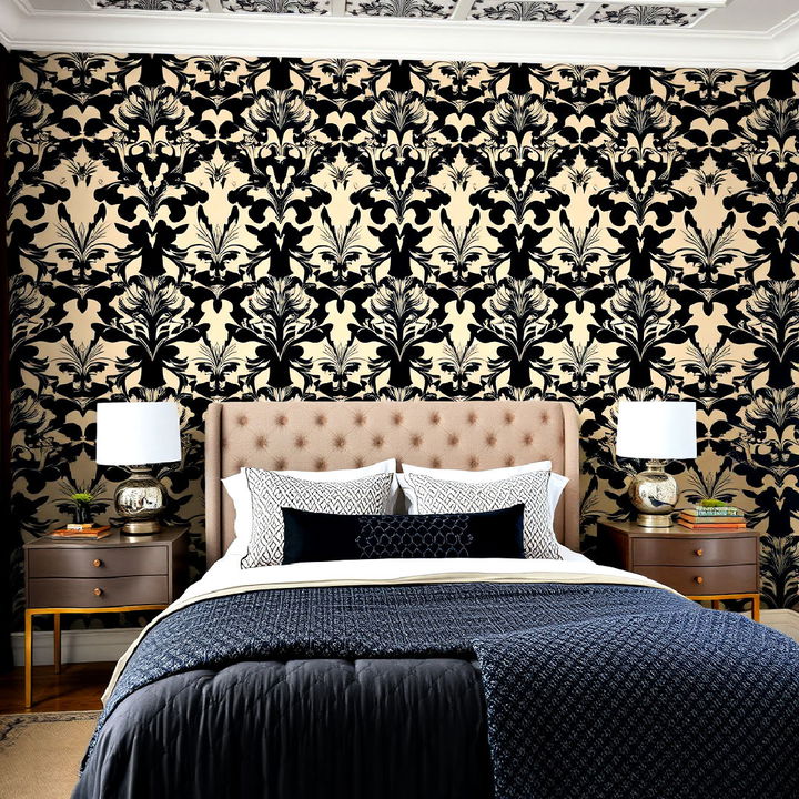 stylish black and beige patterned wallpaper