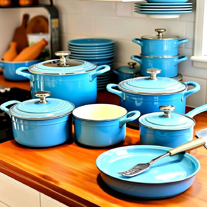 stylish blue ceramic cookware