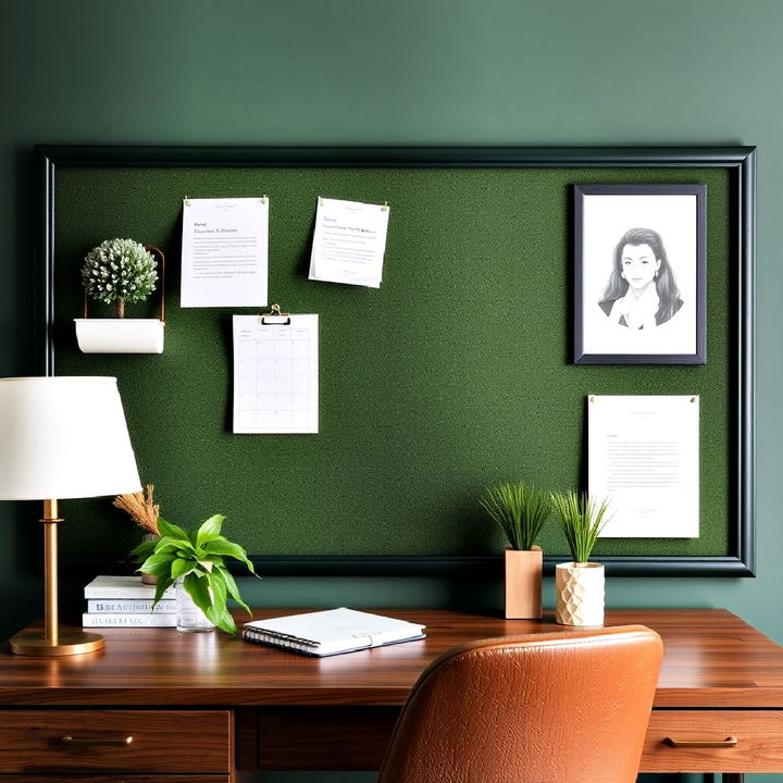 stylish dark green corkboard for organization tool