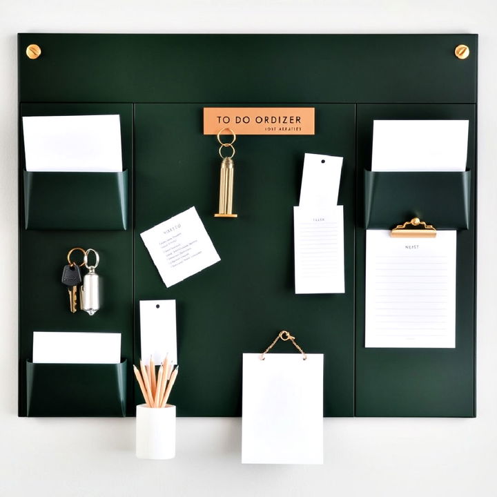 stylish dark green office organizer board