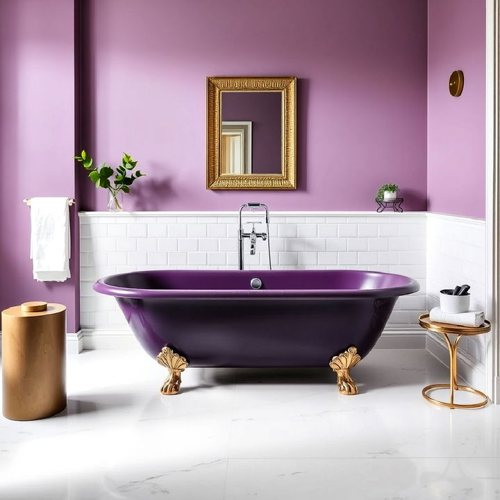 stylish eggplant colored bathtub