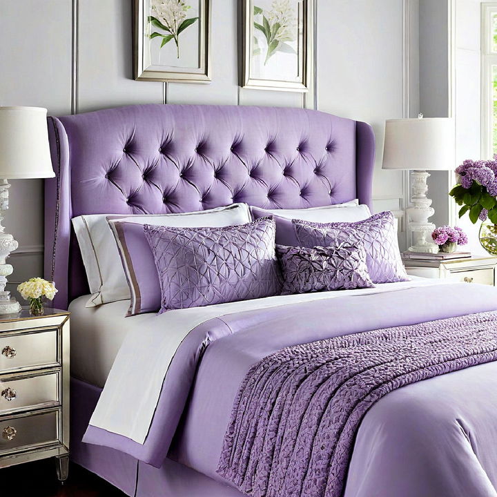 stylish lilac upholstered headboard