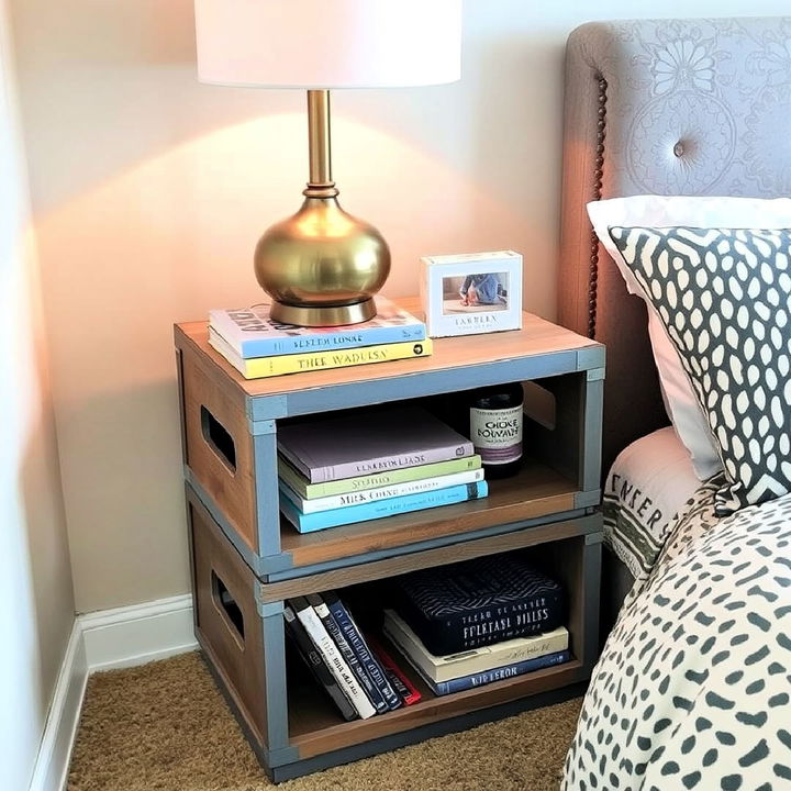 stylish milk crate bedroom nightstand