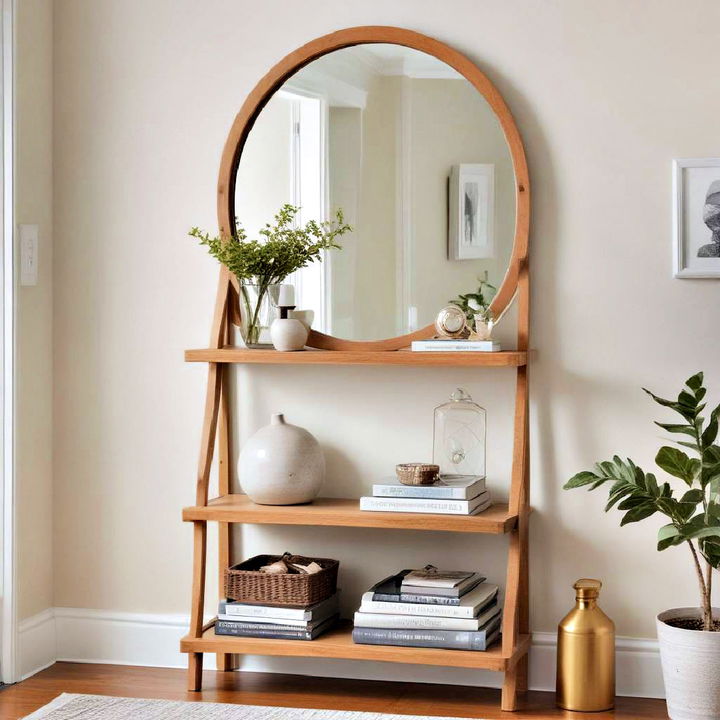 stylish mirror with shelves