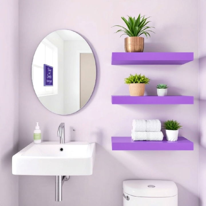 stylish purple floating shelves