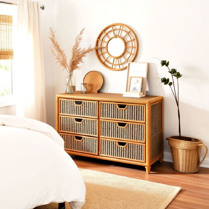 stylish rattan dresser for bedroom