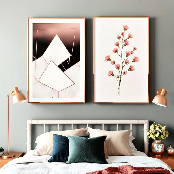 stylish rose gold wall art