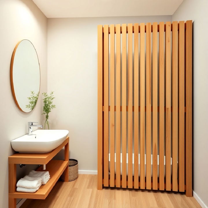 stylish wooden slat privacy screen