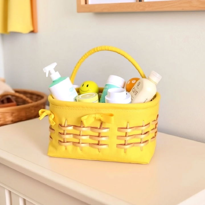 stylish yellow diaper caddy for storage