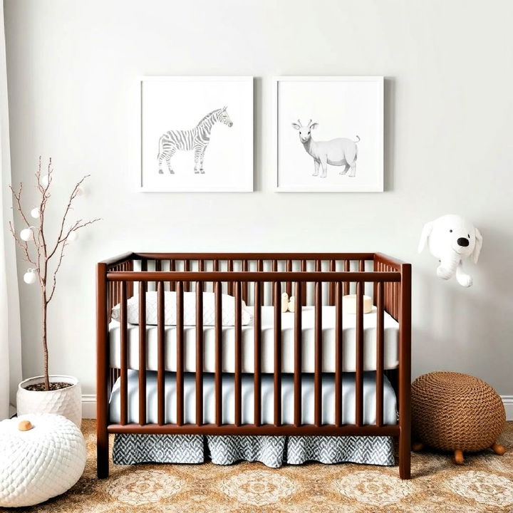 subtle white animal wall art for nursery