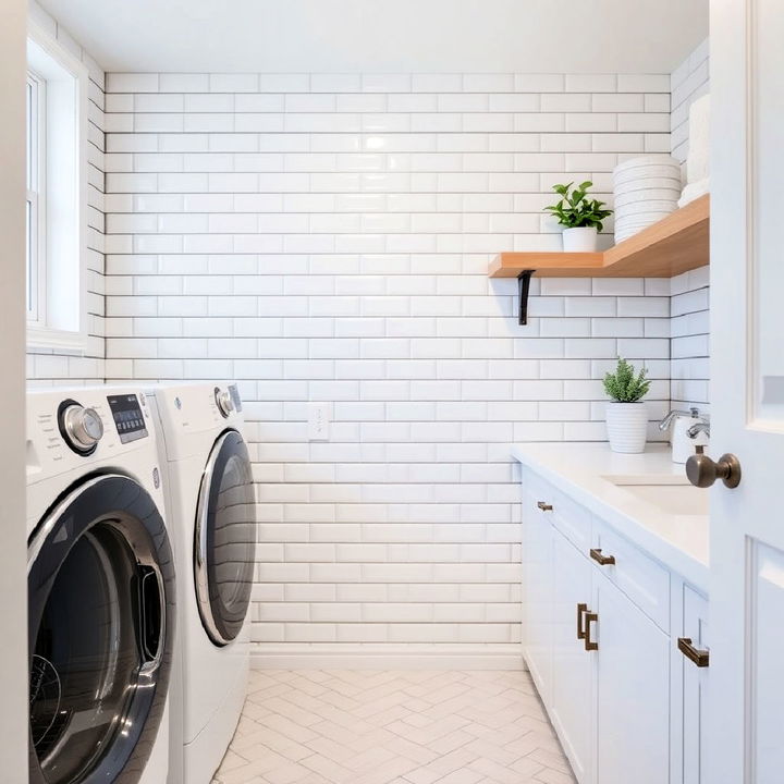 subway tiles for a sleek look laundry