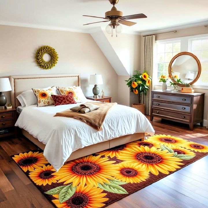 sunflower patterned area rug