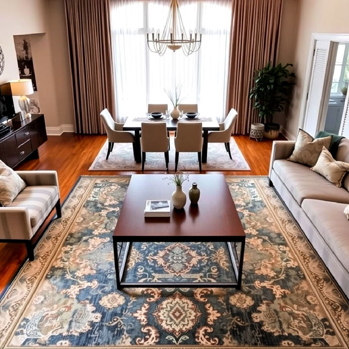 symmetrical living room area rug