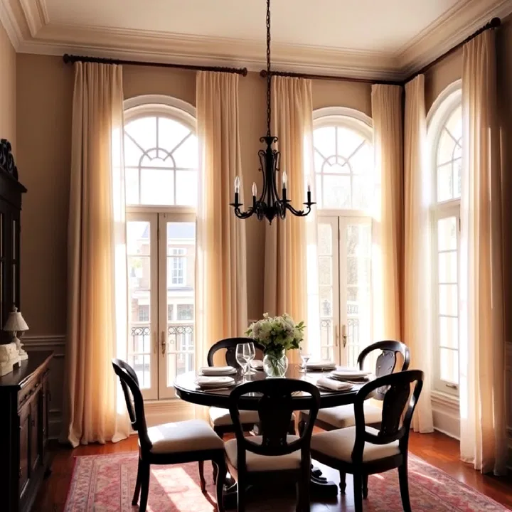 tall arched windows for parisian dining room