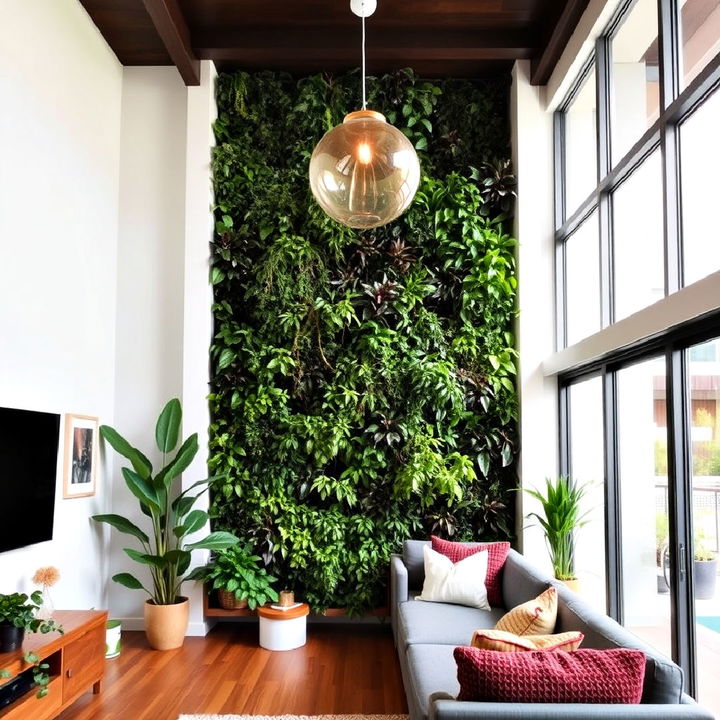 tall wall into lush green wall