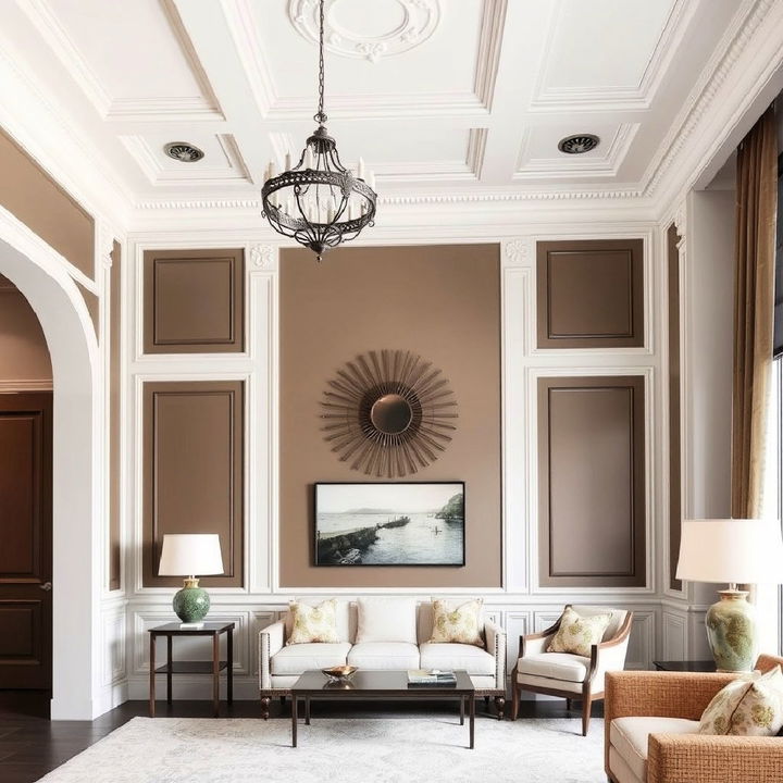 tall wall moldings with high ceiling