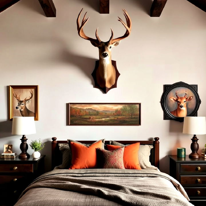 taxidermy wall art for hunting bedroom