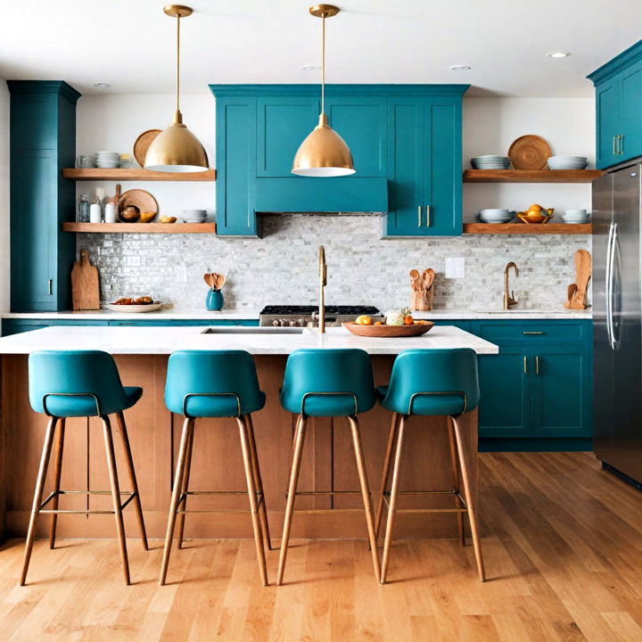 teal bar stools for kitchen