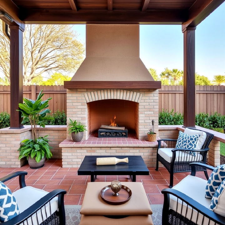 terra cotta tiles fireplace