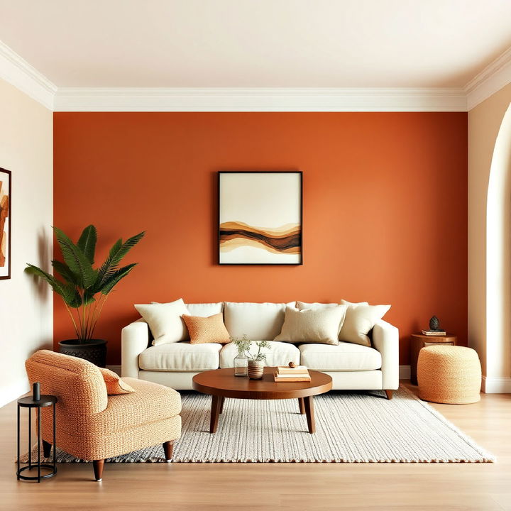 terracotta and cream color palette living room