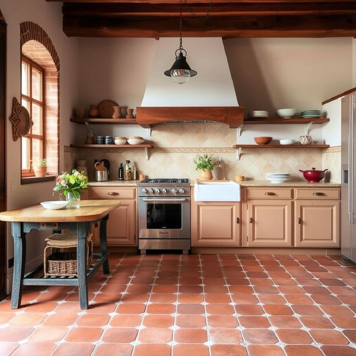 terracotta flooring to add rustic charm