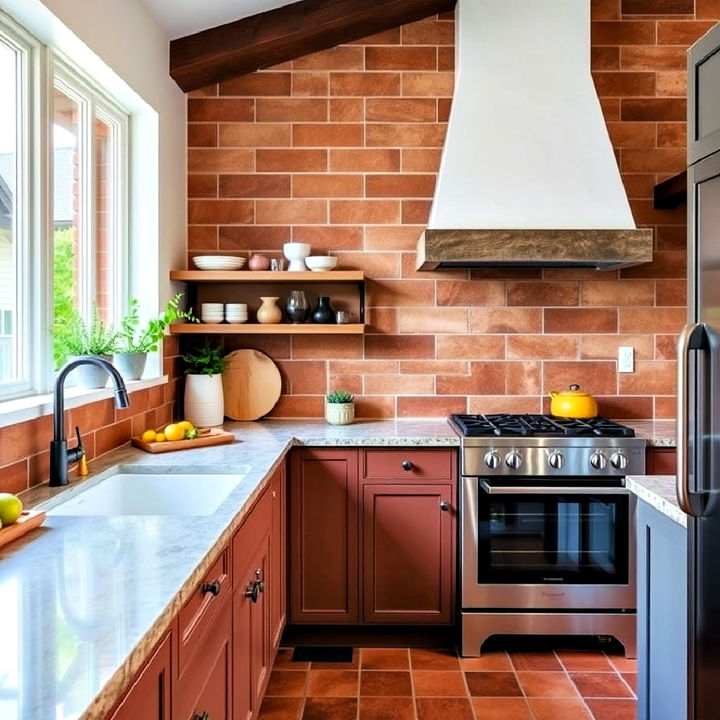 terracotta tile backsplash for a rustic accent