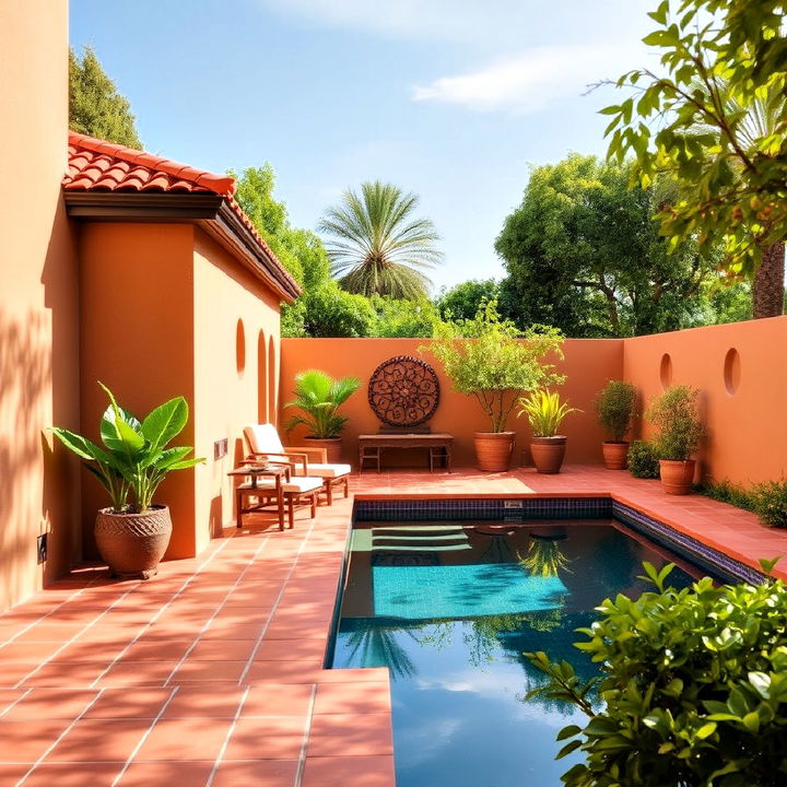 terracotta tiles for rustic poolside settings