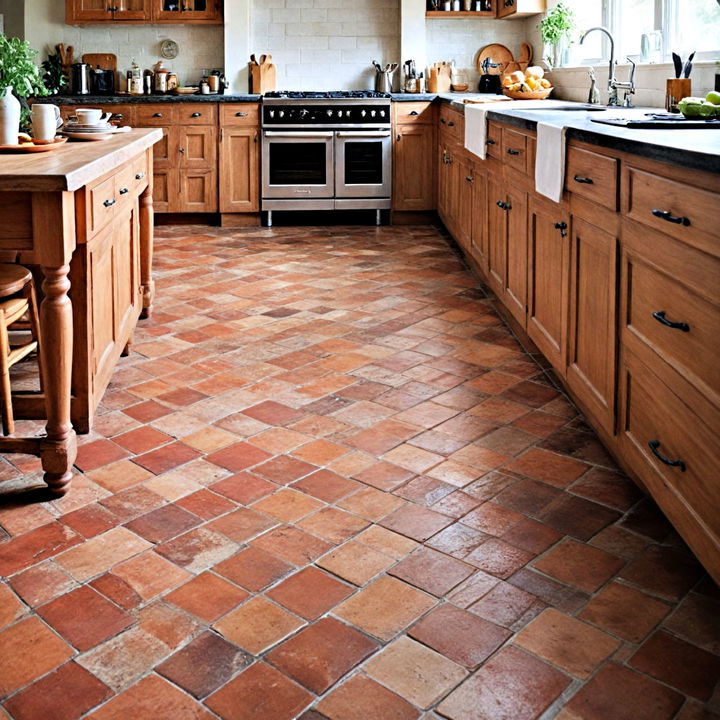 terracotta with distressed finish kitchen floor