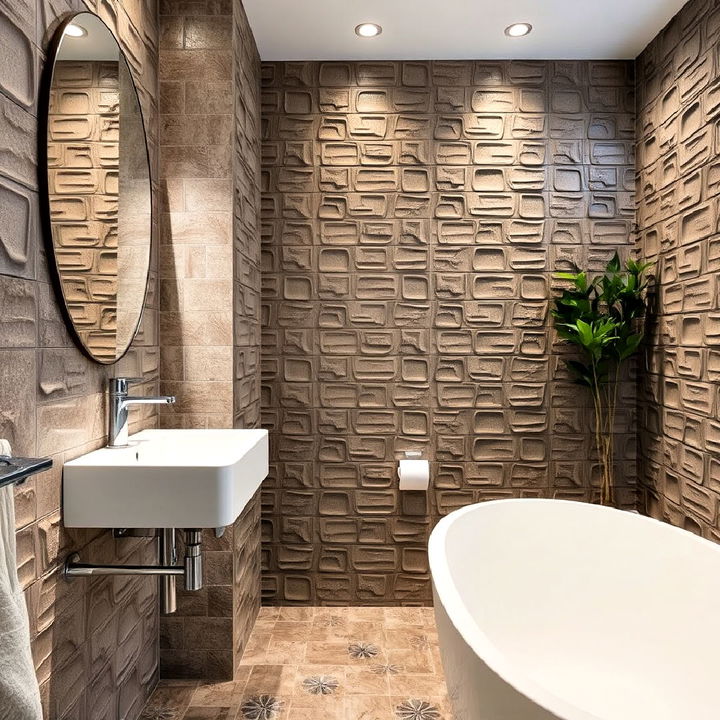 textural 3D tiles for bathroom