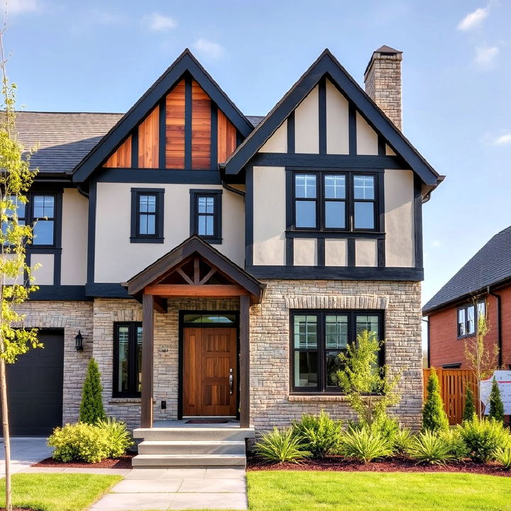 textural variety tudor with mixed materials