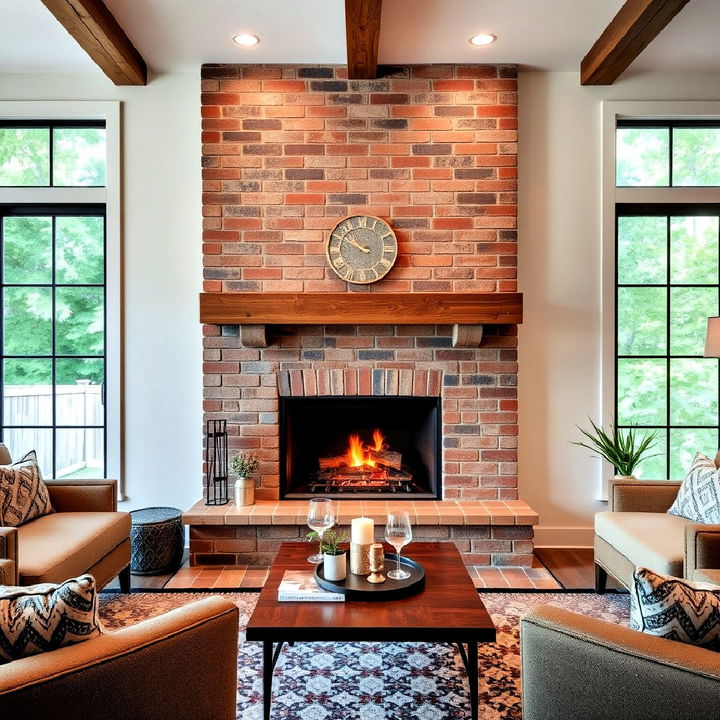 textured brick tiles for fireplace