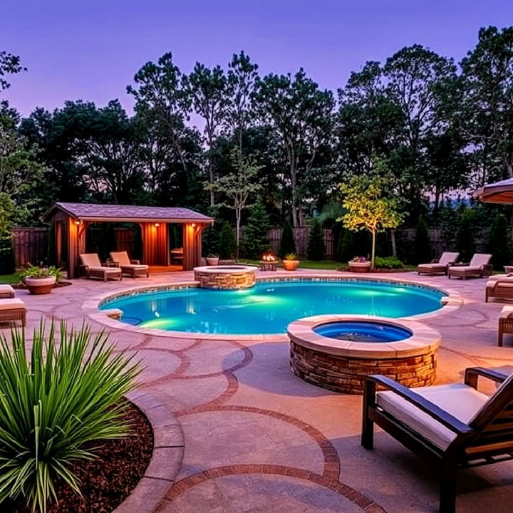 textured concrete pavers around the pool