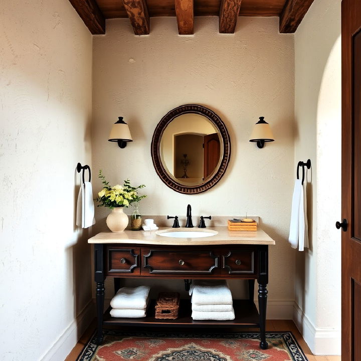 textured plaster walls tuscan bathroom