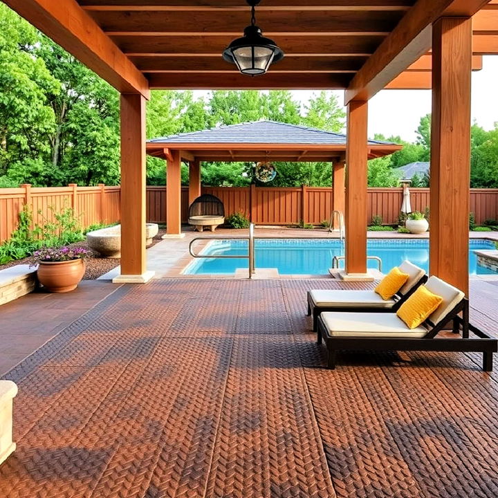 textured rubber tiles pergola flooring