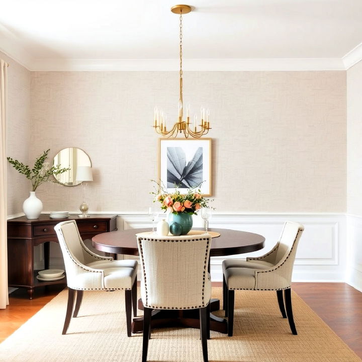 textured wallpaper for subtle dining space