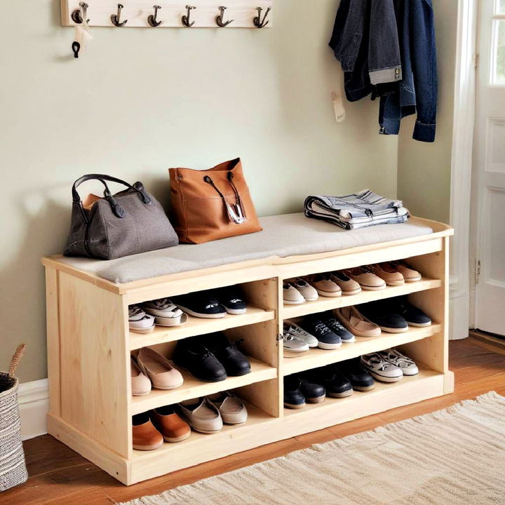 tiered bench for seating and storage