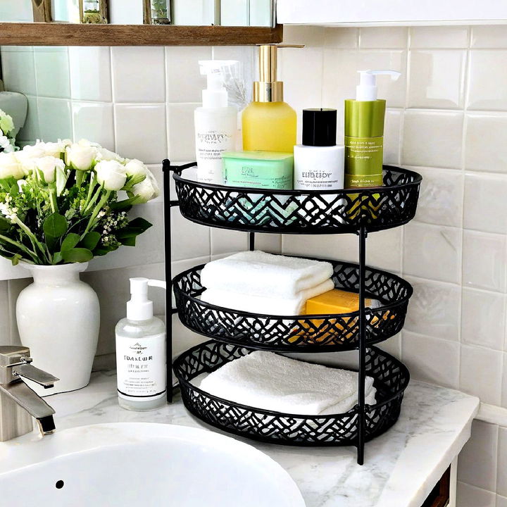 tiered tray pedestal sink storage