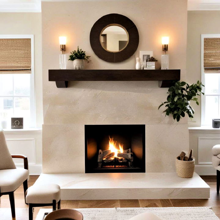 timeless beige quartz fireplace surround