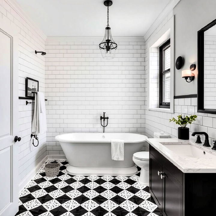 timeless black and white bathroom tiles