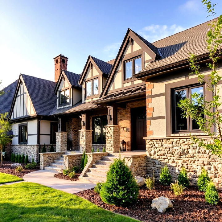 timeless tudor charm with stone features